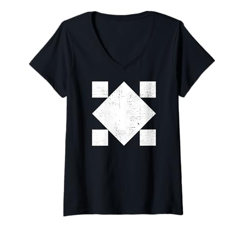 Damen Geometric Square Shape Rotated 45 Degrees Geometry Art Retro T-Shirt mit V-Ausschnitt Damen Geometric Square Shape Rotated 45 Degrees Geometry Art Retro T-Shirt mit V-Ausschnitt von Abstract Geometric Shapes Art Design Collection