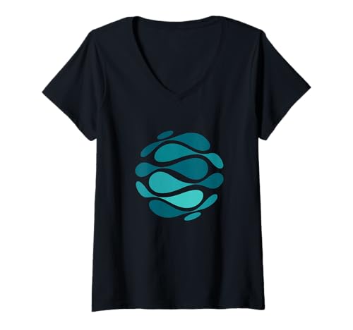 Damen Abstrakte 70er Jahre geometrische Kugel flüssige Form Moderne Kunst T-Shirt mit V-Ausschnitt Damen Abstrakte 70er Jahre geometrische Kugel flüssige Form Moderne Kunst T-Shirt mit V-Ausschnitt von Abstract Geometry Art Co.