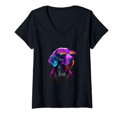 Damen Weimaraner Hunde Weimaraner T-Shirt mit V-Ausschnitt von Abstract Weimaraner Dog Lovers