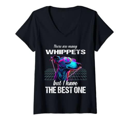 Damen Whippet Hund Whippets T-Shirt mit V-Ausschnitt Damen Whippet Hund Whippets T-Shirt mit V-Ausschnitt von Abstract Whippet Dog Lovers