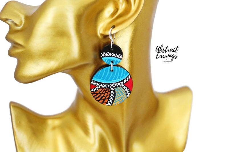Handbemalte Holzohrringe Afrocentric Ankara Boho Fashion Handbemalte Holzohrringe Afrocentric Ankara Boho Fashion von AbstractEarrings