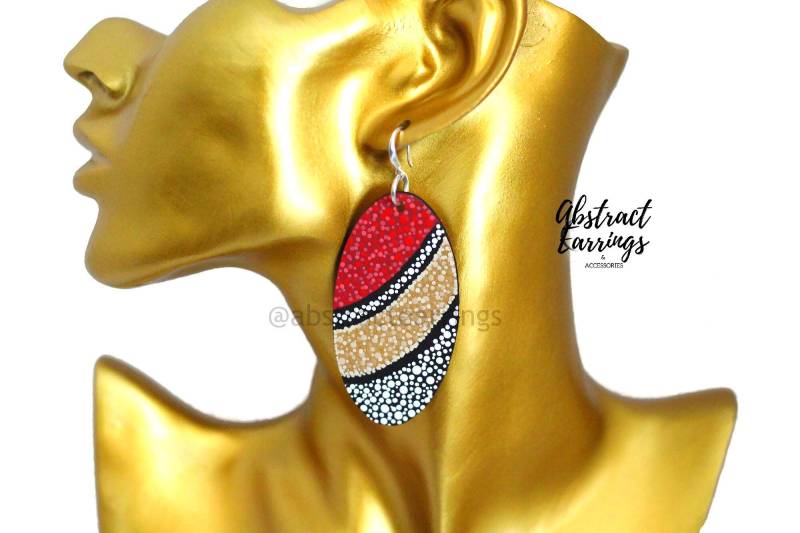 Handbemalte Ovale Ohrringe Pointillismus Dot Art von AbstractEarrings