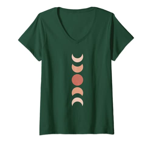 Damen Abstrakte geometrische minimalistische Mondphasen T-Shirt mit V-Ausschnitt Damen Abstrakte geometrische minimalistische Mondphasen T-Shirt mit V-Ausschnitt von Abstrakte geometrische minimalistische Mondphasen