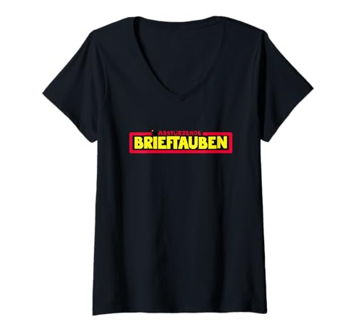 Damen Abstürzende Brieftauben T-Shirt mit V-Ausschnitt von Abstürzende Brieftauben