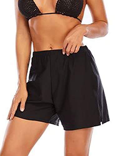 Abtel Frauen Boyshorts Schwimmen Boxershorts Bikinihose Boardshorts Badeanzug Badehose Einfarbig Sport Badehose, Schwarz , M von Abtel