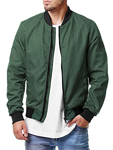 Abtel Männer Jacke Rundhalsausschnitt -Hals Oberbekleidung Einfarbig Strickjacke Lässig Bomberjacken Lange Ärmel Herren Winter ArmyGreen L von Abtel