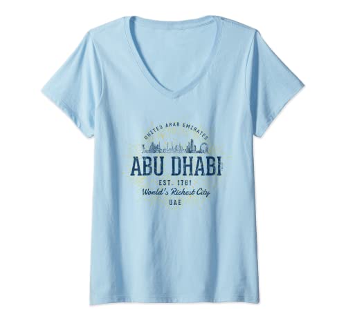 Damen Vereinigte Arabische Emirate Retro Style Vintage Abu Dhabi T-Shirt mit V-Ausschnitt von Abu Dhabi Souvenirs von Treaja
