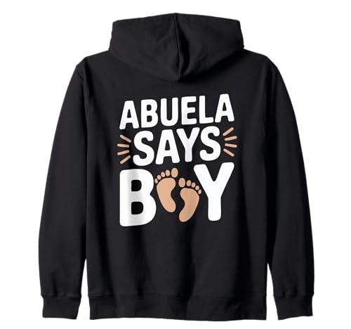 Abuela Says Boy Ankündigungsdesign Kapuzenjacke von Abuela Baby Announcement Gender Reveal