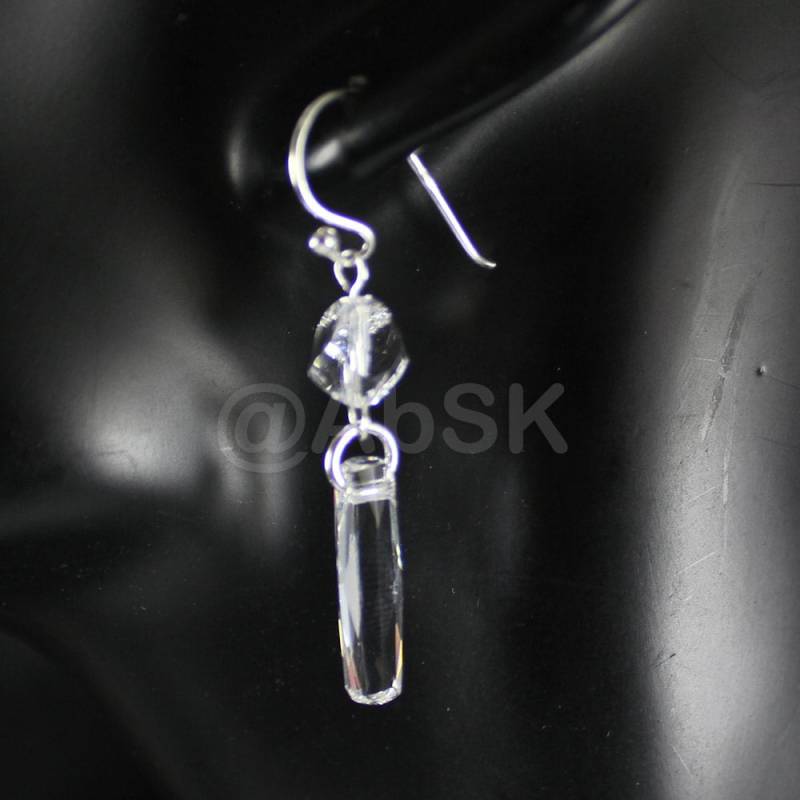 1 Paar Sterling Silber Mit Premium Kristall Baumeln Säule Klare Ohrringe Pe5 von Abundance74