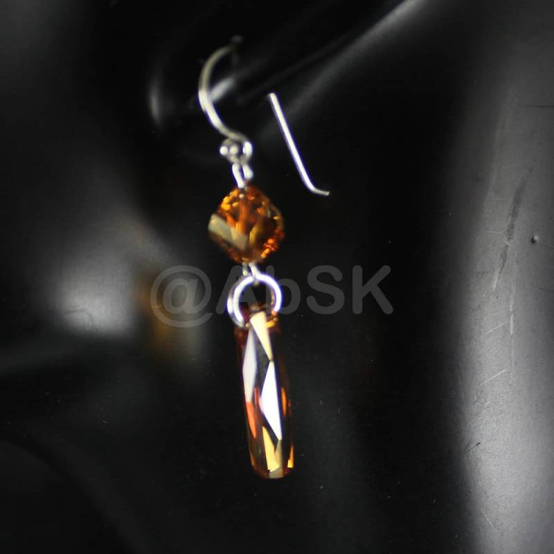 1 Paar Sterling Silber Mit Premium Kristallsäule Kristall Kupfer Ohrringe Pe6 von Abundance74