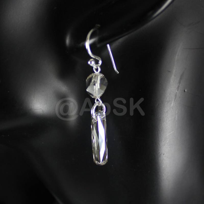 1 Paar Sterling Silber Mit Premium Säule Kristall Schirm Ohrringe Pe2 von Abundance74