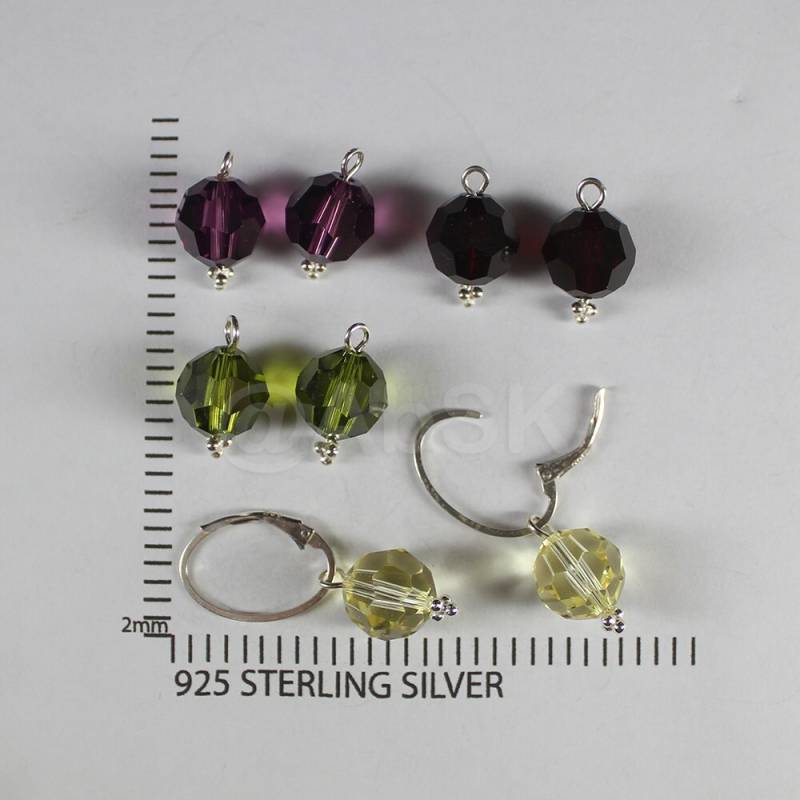4 Set Premium Kristall Kugel Ohrringe Sterling Silber Wechselhaken | Mixed Se4 von Abundance74