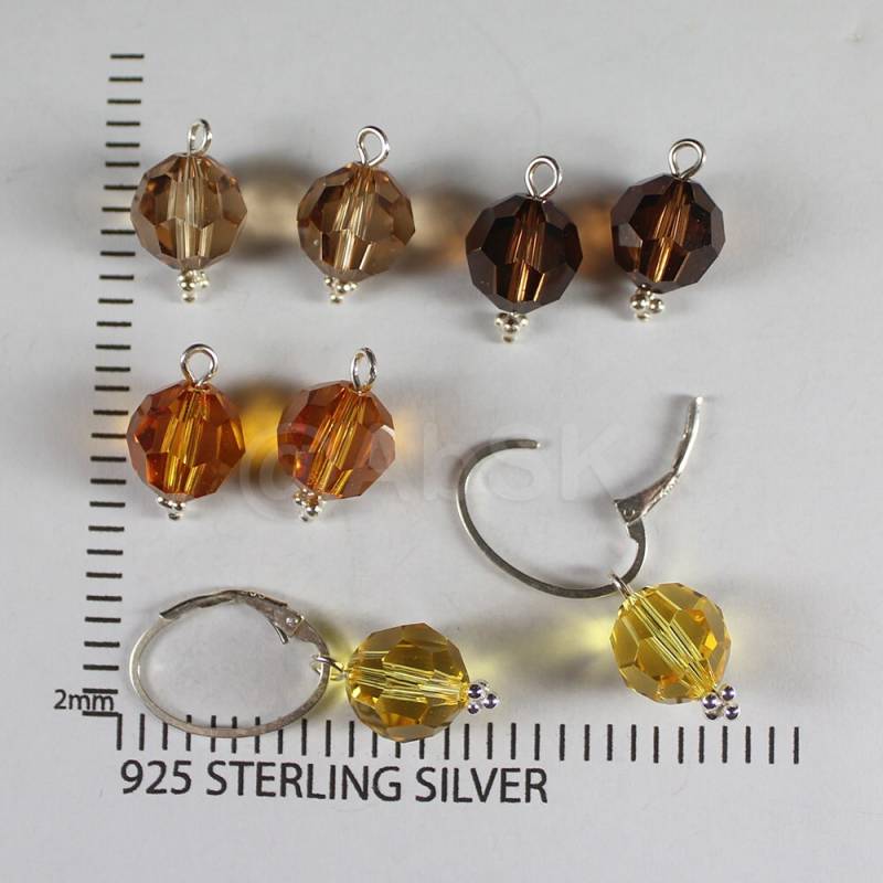 4Er Set Premium Kristall Kugel Ohrringe Sterling Silber Wechselhaken | Gelb Se2 von Abundance74