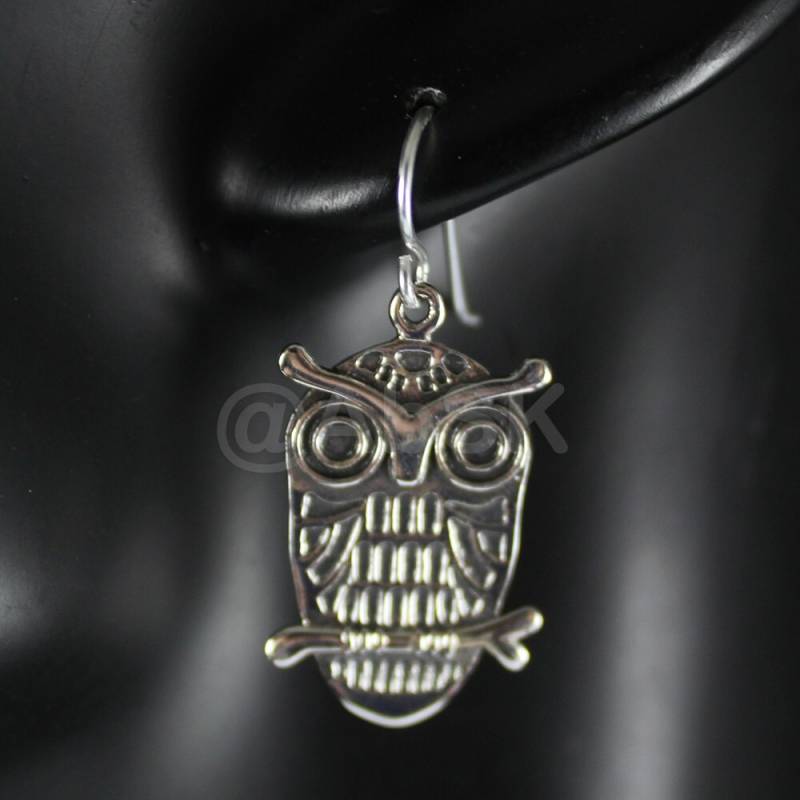 925 Sterling Silber 31mm Süße Eule Poliert Mit Oxidierten Ohrringen Be3 von Abundance74