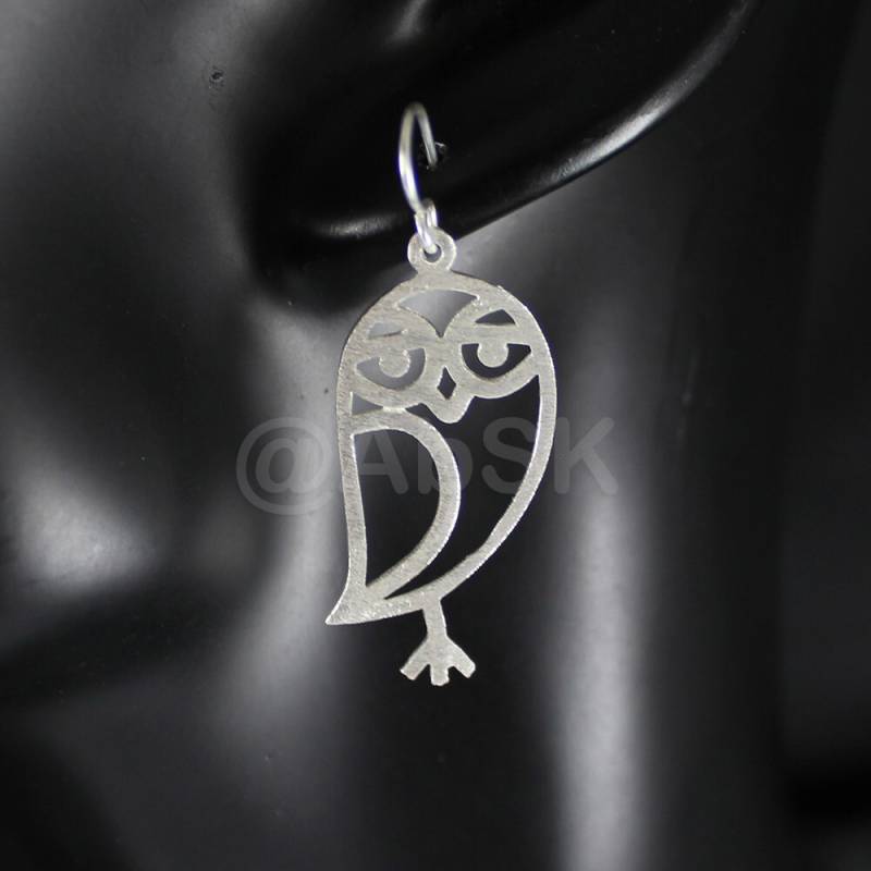 925 Sterling Silber 44mm Süße Eule Gebürstet Matt Ohrringe Be14 von Abundance74