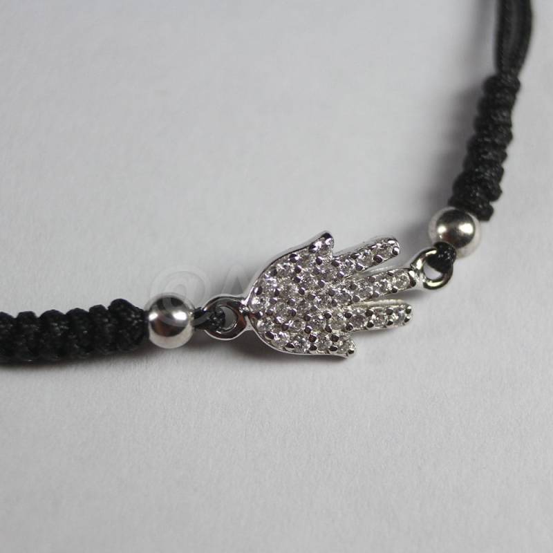 Handarbeit-925 Sterling Silber Hasma Hand Der Fatima Macrame Armband - Tb4 von Abundance74
