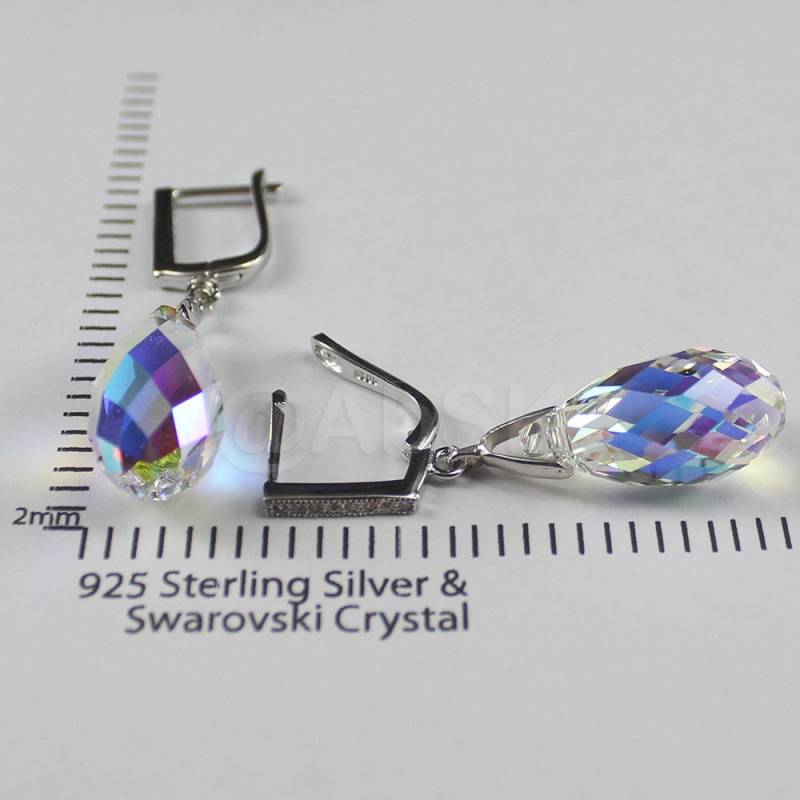 Handgemachte Sterling Silber Premium Kristall Tropfen Perlen Briolette Ohrringe Briback - Crystal Clear Ab | Be3 von Abundance74
