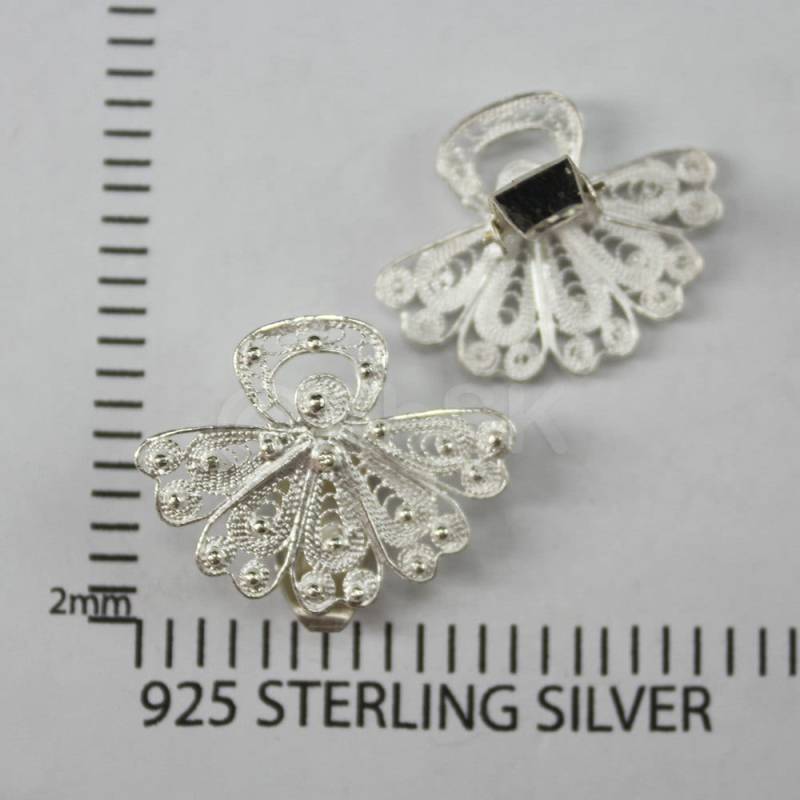Thailand Handgemachte 925 Sterling Silber Filigran Fächer Form Clip-On Ohrringe Fil11 von Abundance74
