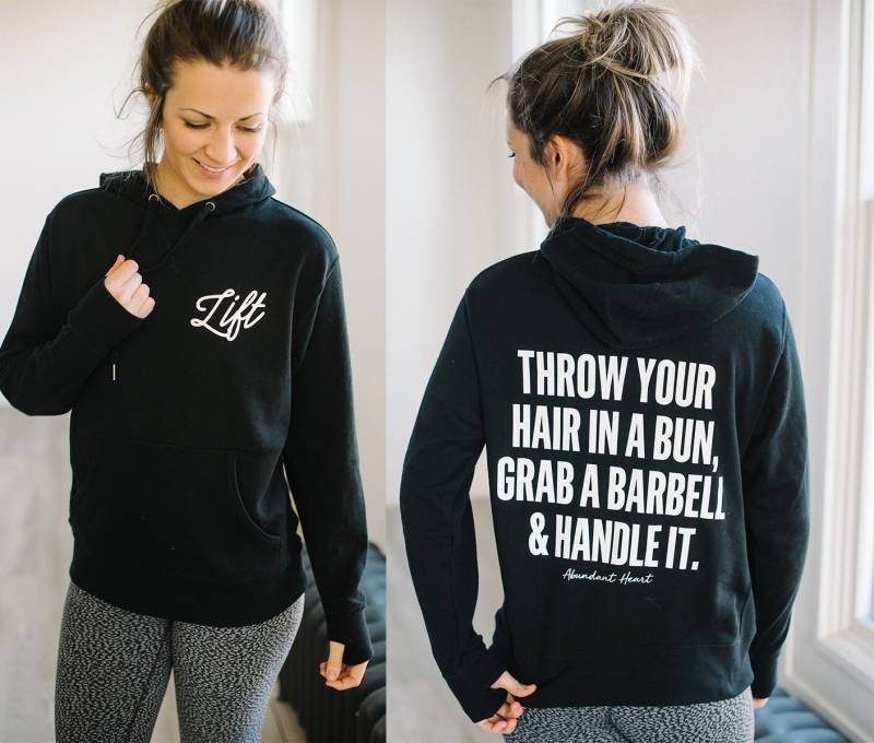 Bun Barbell & Handle It French Terry Hoodie/Workout Sweatshirt By Abundant Heart Apparel von AbundantHeartApparel