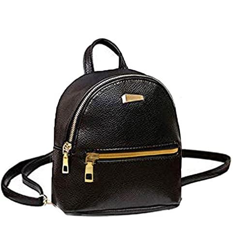 Abuyall Rucksack für Mädchen, niedlich, schwarz, klein, PU Rucksack, robust, cool, Schultasche, Schultertasche, Schwarz - Schwarz - Größe: Small von Abuyall