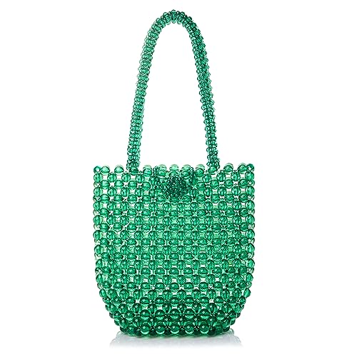 Abvokury Damen-Handtasche mit Griff und Acrylperlen, Grün, Grün von Abvokury