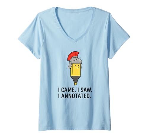 Damen I Came I Saw I Annotated - Lustiger Julius Caesar Lehrer T-Shirt mit V-Ausschnitt von Academia Stuff