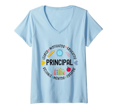 Damen Principal Leader Motivator Cool Graphic Schulanfang T-Shirt mit V-Ausschnitt Damen Principal Leader Motivator Cool Graphic Schulanfang T-Shirt mit V-Ausschnitt von Academic Appreciation Back to School Supplies