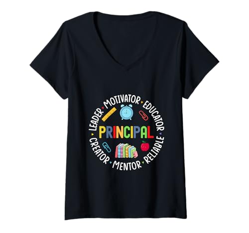 Damen Principal Leader Motivator Cutel Graphic Schulanfang T-Shirt mit V-Ausschnitt Damen Principal Leader Motivator Cutel Graphic Schulanfang T-Shirt mit V-Ausschnitt von Academic Appreciation Back to School Supplies