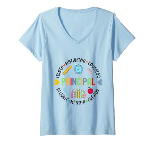 Damen Schulleiter Motivator Süße Grafik Erster Schultag T-Shirt mit V-Ausschnitt Damen Schulleiter Motivator Süße Grafik Erster Schultag T-Shirt mit V-Ausschnitt von Academic Appreciation Back to School Supplies