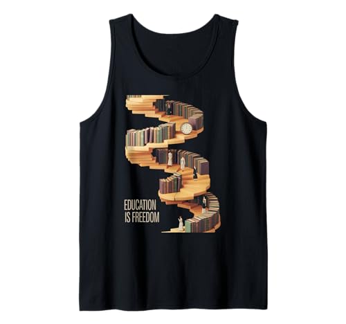 Funny Education is Freedom Spruch Buch Regal Power Frauen Männer Tank Top von Academic Wisdom Literacy Learning Knowledge