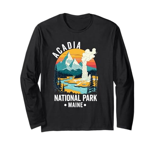 Acadia National Park Souvenir Maine Retro für Männer Frauen Kinder Langarmshirt von Acadia National Park Souvenir
