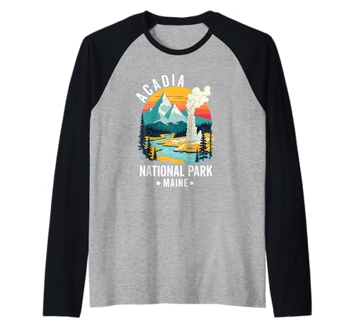 Acadia National Park Souvenir Maine Retro für Männer Frauen Kinder Raglan von Acadia National Park Souvenir