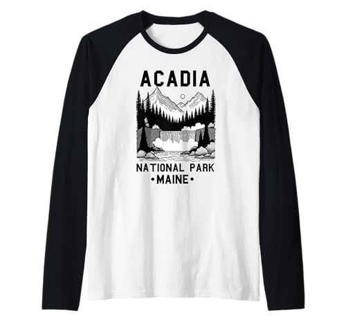 Acadia National Park Souvenir Maine Retro für Männer Frauen Kinder Raglan von Acadia National Park Souvenir