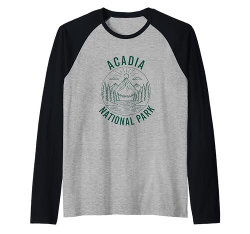 Acadia National Park Souvenir Maine Retro für Männer Frauen Kinder Raglan von Acadia National Park Souvenir