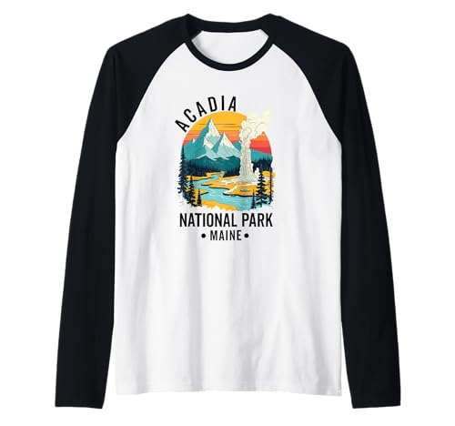 Acadia National Park Souvenir Maine Retro für Männer Frauen Kinder Raglan von Acadia National Park Souvenir