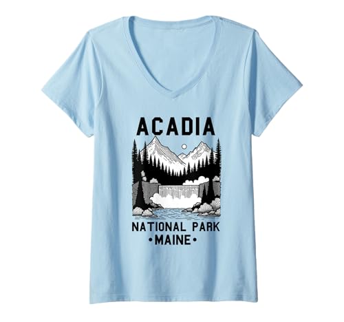 Damen Acadia National Park Souvenir Maine Retro für Männer Frauen Kinder T-Shirt mit V-Ausschnitt Damen Acadia National Park Souvenir Maine Retro für Männer Frauen Kinder T-Shirt mit V-Ausschnitt von Acadia National Park Souvenir