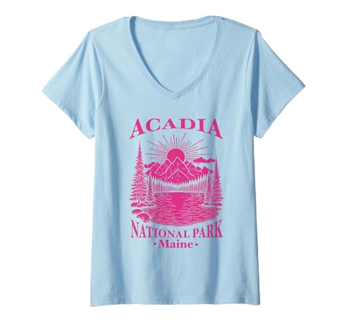 Damen Acadia National Park Souvenir Maine Retro für Männer Frauen Kinder T-Shirt mit V-Ausschnitt Damen Acadia National Park Souvenir Maine Retro für Männer Frauen Kinder T-Shirt mit V-Ausschnitt von Acadia National Park Souvenir