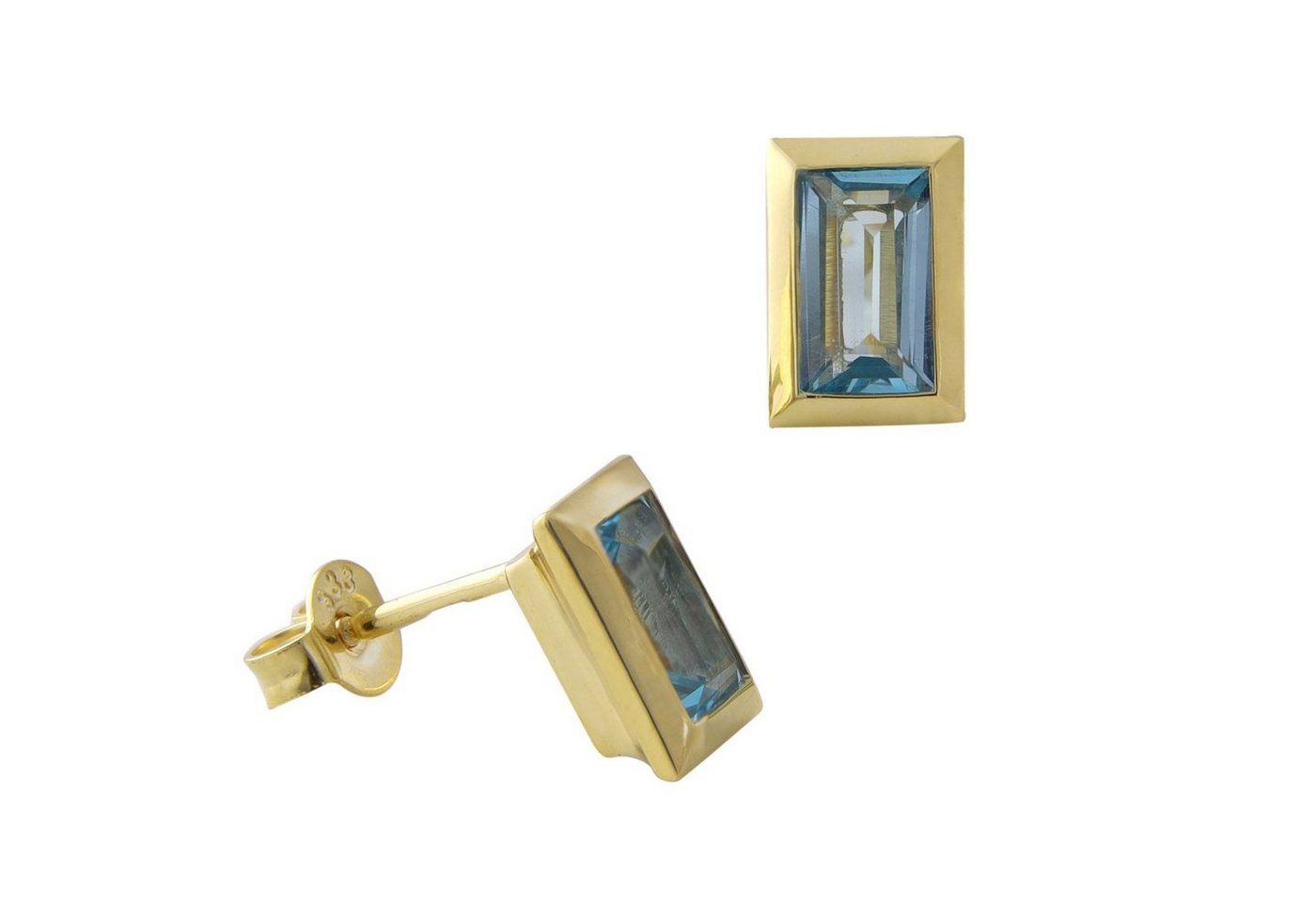 Acalee Paar Ohrstecker Topaz-e Gold 333 / 8K Ohrstecker Swiss Blau von Acalee