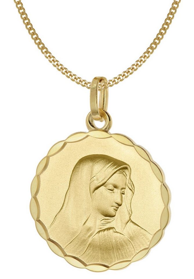 Acalee Panzerkette mit Madonna Anhänger Gold 333 Maria Dolorosa Ø 18 mm von Acalee