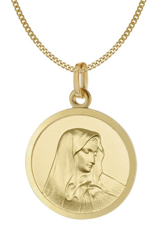 Acalee Panzerkette mit Madonna Anhänger Gold 333 Maria Dolorosa Ø 18 mm von Acalee