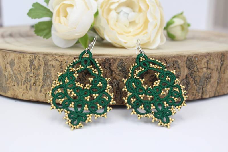 Spitzenohrringe, Filigrane Tätowierspitze, Spitzenaccessoire, Spitzenschmuck, Handgefertigte Ohrringe von Acasaconmanu