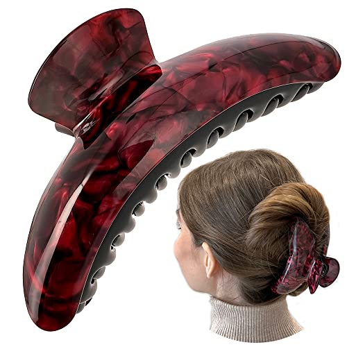 Große Haarklammer XXL 12 cm/Haarspangen Damen Groß Hochwertig/Haar Klemmen Spangen Grosse/Haarspange Groß/Haar Accessoire Bananenclip Haarspange/Claw Clip Haarschmuck Damen (rot) von Accent aigu