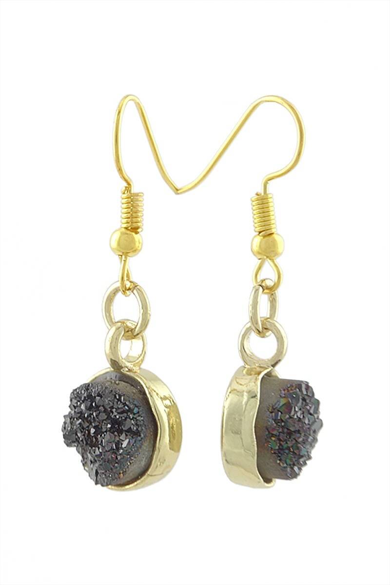 Schwarz Druzy Kristall Und Gold Ton Ohrringe Schwarz Druzy Kristall Und Gold Ton Ohrringe von AccentAllusions