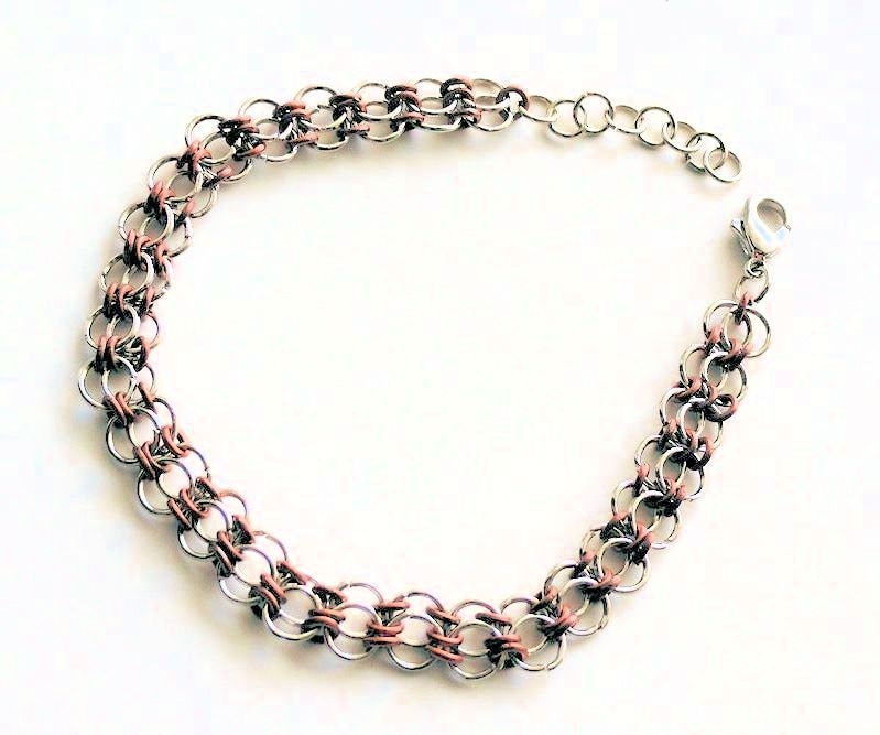 Kupfer & Silber Chainmaille Armband, Unisex Schmuck Verstellbares Handgemacht, Modeschmuck, Geschenkideen von AccentsByCat