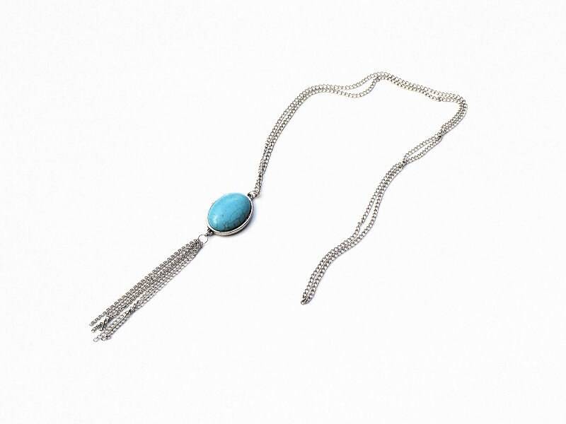 Türkis Kette Quaste Halskette, Silber Anhänger, Lange Boho Handgemachte Modeschmuck von AccentsByCat