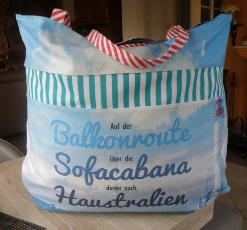 Badetasche/Strandtasche Tasche Shopper Bag Xxl Im Maritimen Style Canvas Gefüttert/ Stofftasche von AccessoiresByMarja