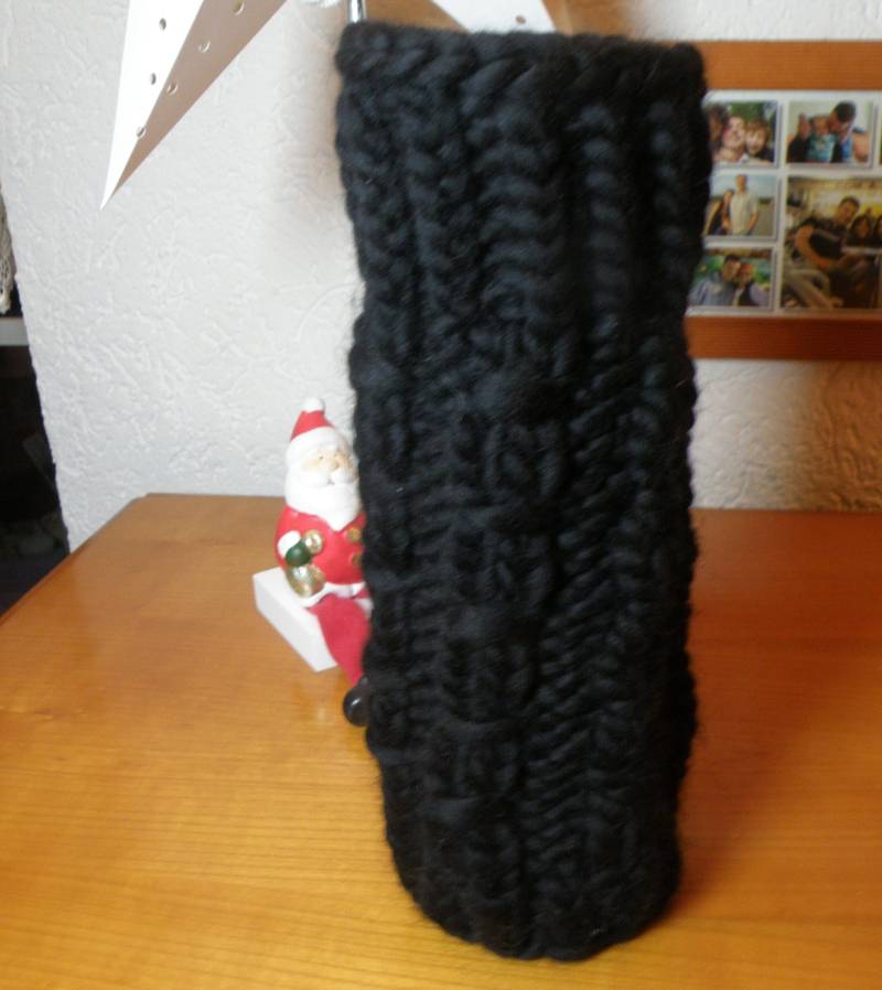 Handgestrickte Bein/Armstulpen Merino /Boot Cuffs /Pulswärmer Stiefelblitzer Beinwärmer Yogastulpen Legwarmers Schwarz von AccessoiresByMarja
