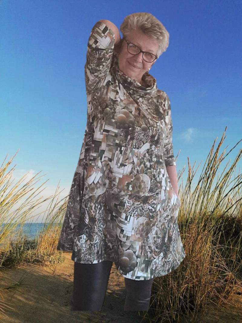 Jerseykleid Mit Dreiviertelarm, Figurumspielender Schnitt, Fantasiemuster, Größe L/Xl , Damenkleid, Damenmode, Must Have von AccessoiresByMarja