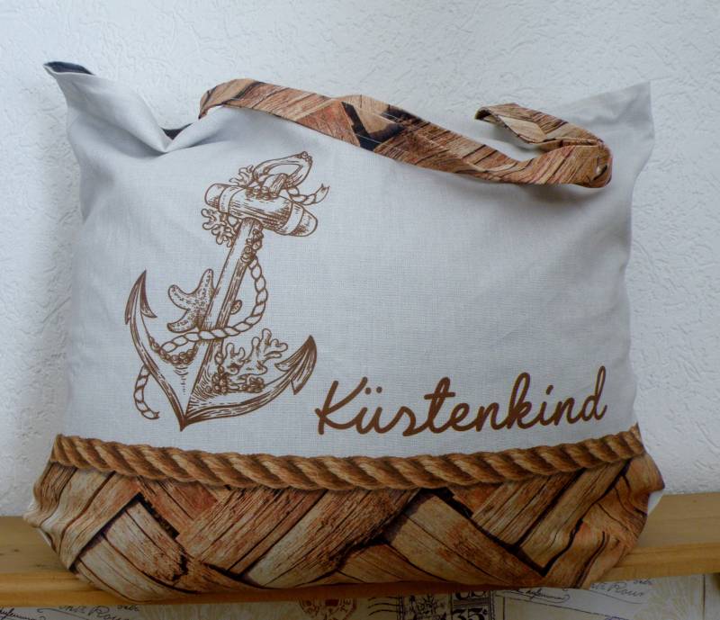 Shopper Bag Xxl/Strandtasche Im Maritimen Style Urlaubstasche Yogatasche Einkaufstasche Tasche Stofftasche von AccessoiresByMarja