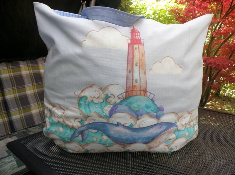 Shopper Bag Xxl Maritim/Strandtasche Weekender Urlaubstasche Saunatasche Tasche Stofftasche von AccessoiresByMarja